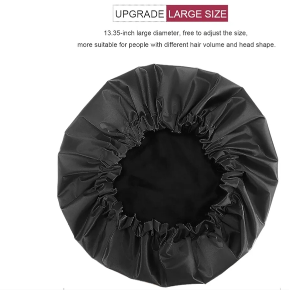 Silk Lined Shower Cap for Women,Reusable,Adjustable Size, Washable - Picture 3 of 7
